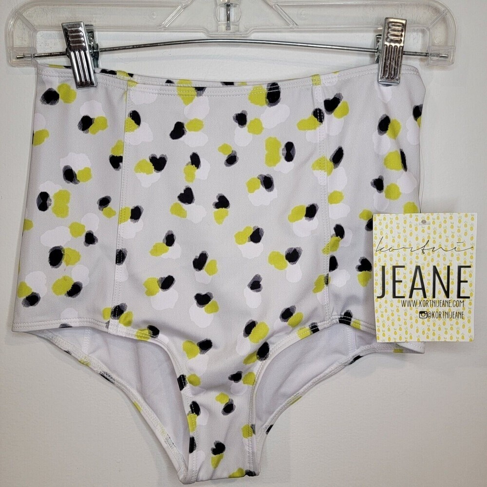 NWT Kortni Jeane High Waist Swim Bottoms Multicolor Dot Size Small
